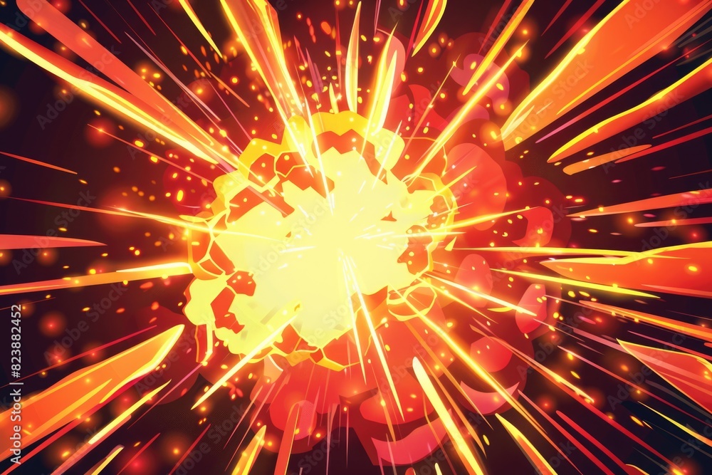 Poster a vibrant explosion of red and yellow lights. perfect for adding energy and excitement to any projec