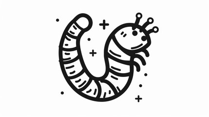 Fototapeta premium Detailed monochrome illustration of a worm. Suitable for educational materials