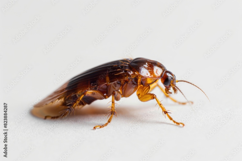 Poster detailed close-up of a bug on a white surface. ideal for educational materials