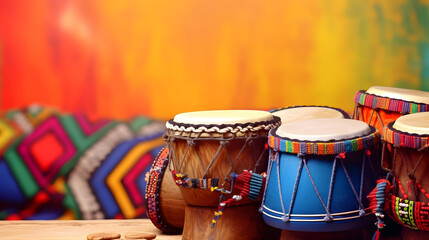 Cultural African Drum Template with Copy Space