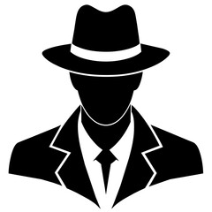 a man wearing a hat in a standing pose with a stylish shape vector silhouette (4)