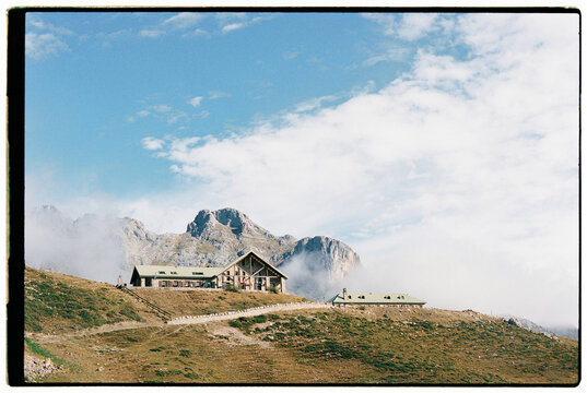 Hotel at mountain landscape