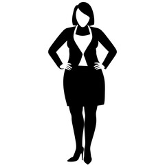 Fototapeta premium a standing business woman who is a beautiful plus-size individual with short hair. She is depicted wearing high heel black shoes (14)