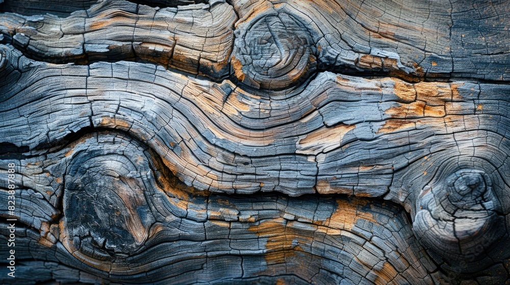 Poster detailed view of a piece of wood, suitable for backgrounds or textures