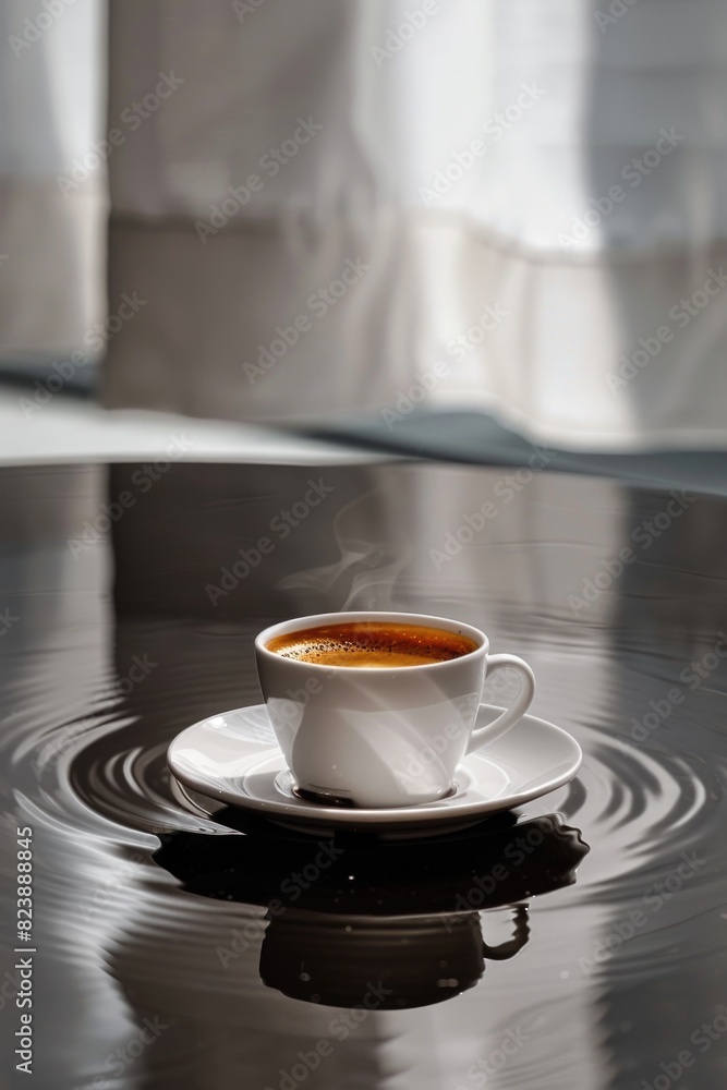 Canvas Prints A cup of coffee on a table, perfect for coffee shop promotions