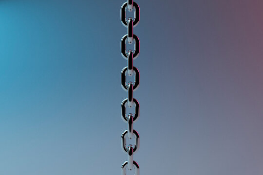 Suspended Chrome Chain on Gradient Background