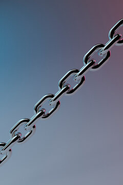 Diagonal Chrome Chain on Gradient Sky