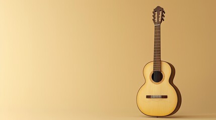 Elegant 3D Illustration of an Acoustic Guitar in Light Tones