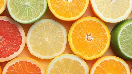 Obraz premium Citrus Slices Arranged in a Pattern, realistic photo, stock photo