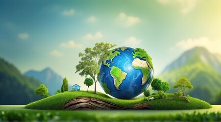 Banner of world environment and Earth Day with eco friendly enviroment