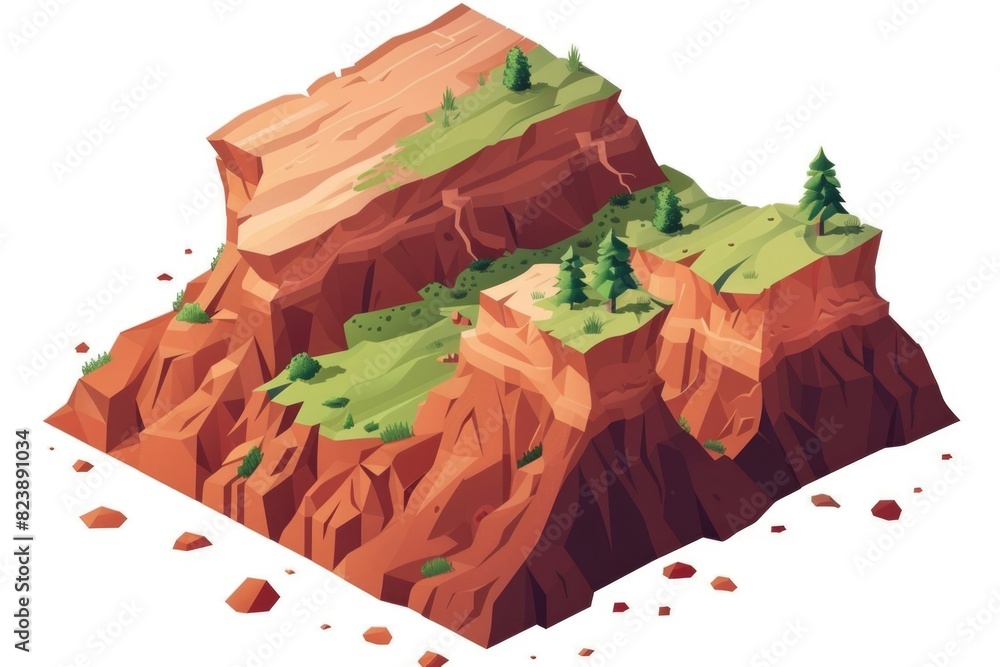 Poster a mountain peak with a few trees on top. suitable for nature and landscape themes