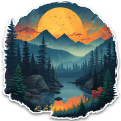 Forest and Lake Sticker