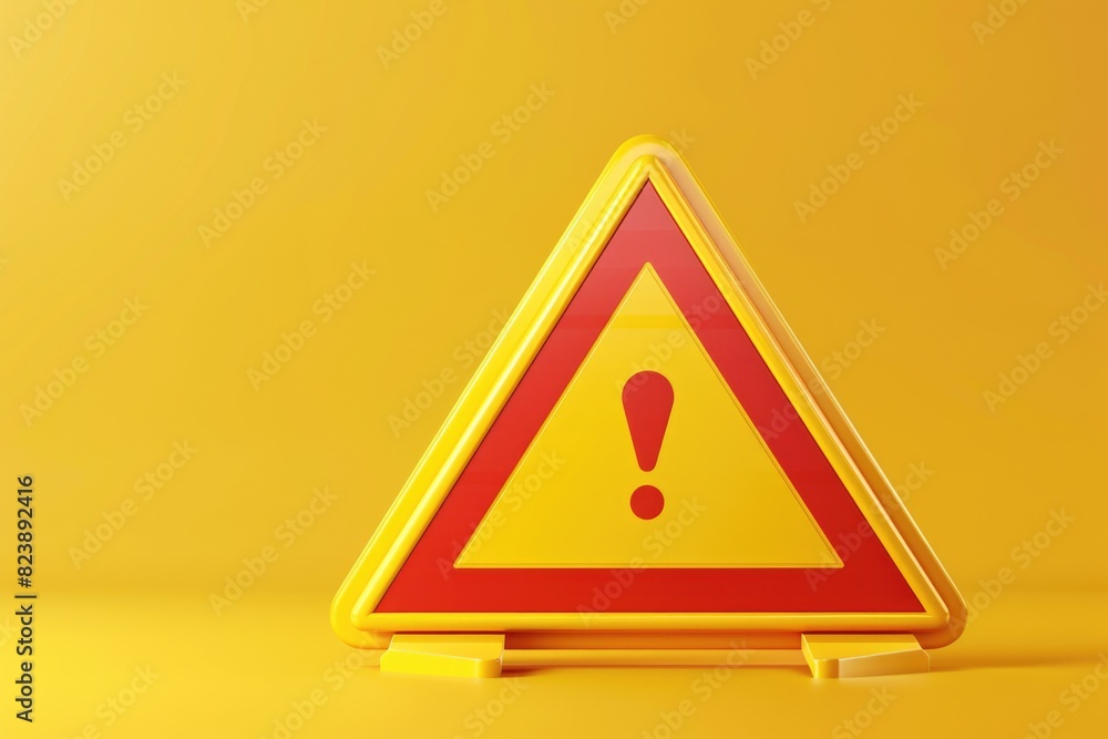 Aufkleber Yellow triangular sign with red and yellow exclamation. Suitable for safety and caution concepts