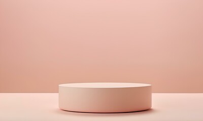 Subtle Soft Pink and Beige Tones Behind Matte White Podium
