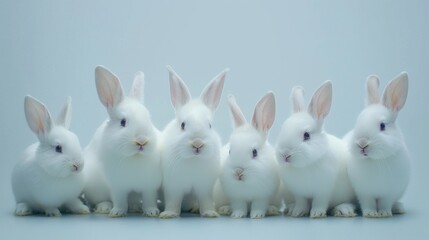 A group of white rabbits sitting together. Perfect for animal lovers