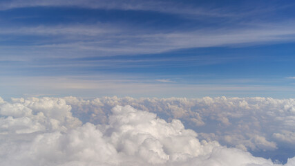 Clouds on a blue sky from an airplane