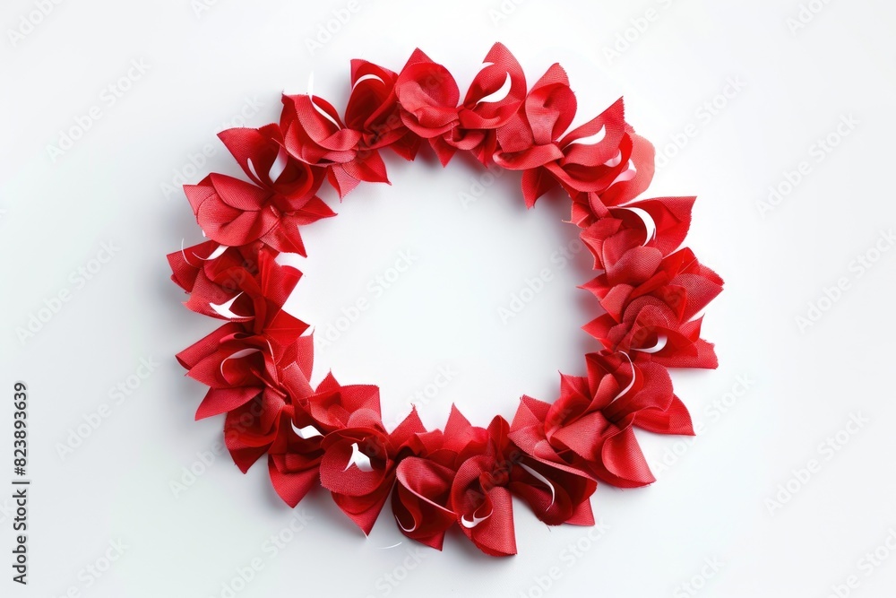 Poster A beautiful wreath made of red paper flowers, perfect for adding a pop of color to any project