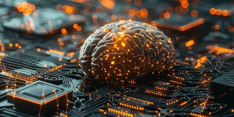 Large language model AI machine learning concept brain business, 3d, 