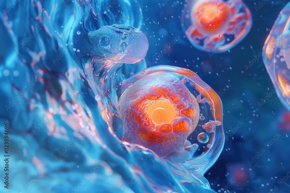 Poster a group of jellyfish floating in the water. perfect for marine life concepts