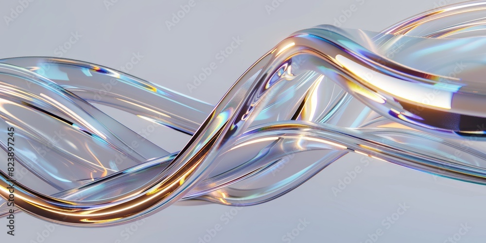 Wall mural 3d glass streamline design element, abstract pipe shaped wave, 3d rendering. .