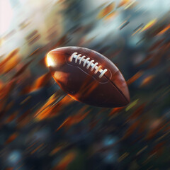 American football in dynamic motion blurred background