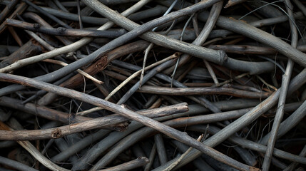 A pile of wood with many different sizes and shapes