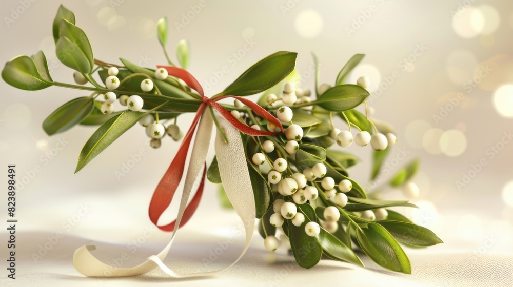 Poster A close up of a bunch of flowers with a ribbon. Suitable for various occasions and events
