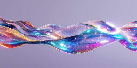Abstract colorful gradient wave 3d rendering, chromatic dispersion