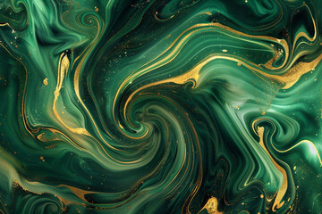 Swirling patterns in shades of green and gold, creating a natural, dynamic abstract background,
