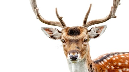 A close-up image of a deer with antlers, suitable for wildlife designs