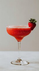 Glass of Strawberry Martini With Fresh Strawberries