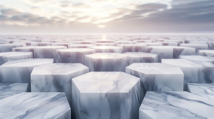 Fototapeta premium A large white cube with a small white cube in the middle