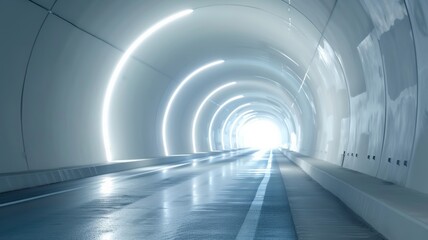 Obraz premium Modern Tunnel with bright light at end