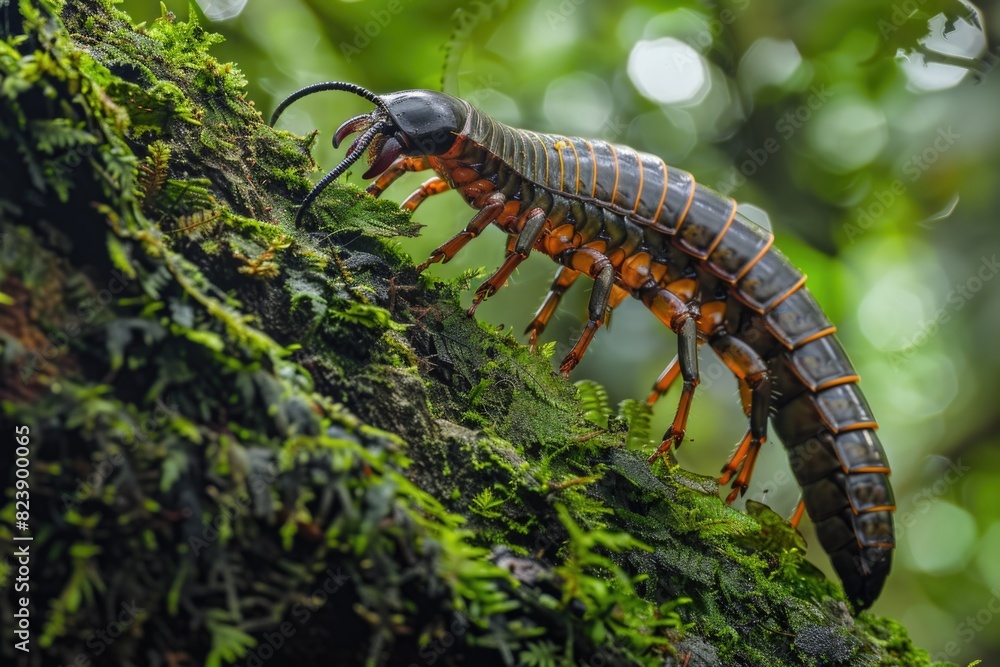 Poster Detailed view of a bug on a tree. Suitable for nature and wildlife themes