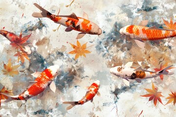 Beautiful koi fish swimming peacefully in a serene pond. Suitable for nature and wildlife themes