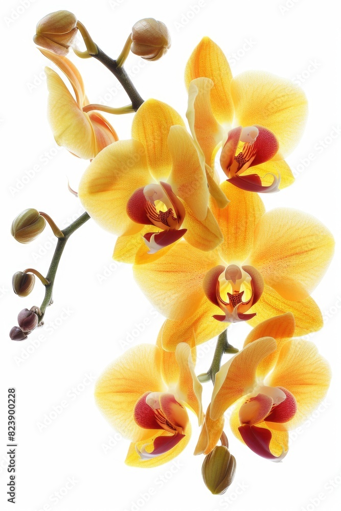 Poster a close up of a vibrant yellow flower on a white background. suitable for various design projects