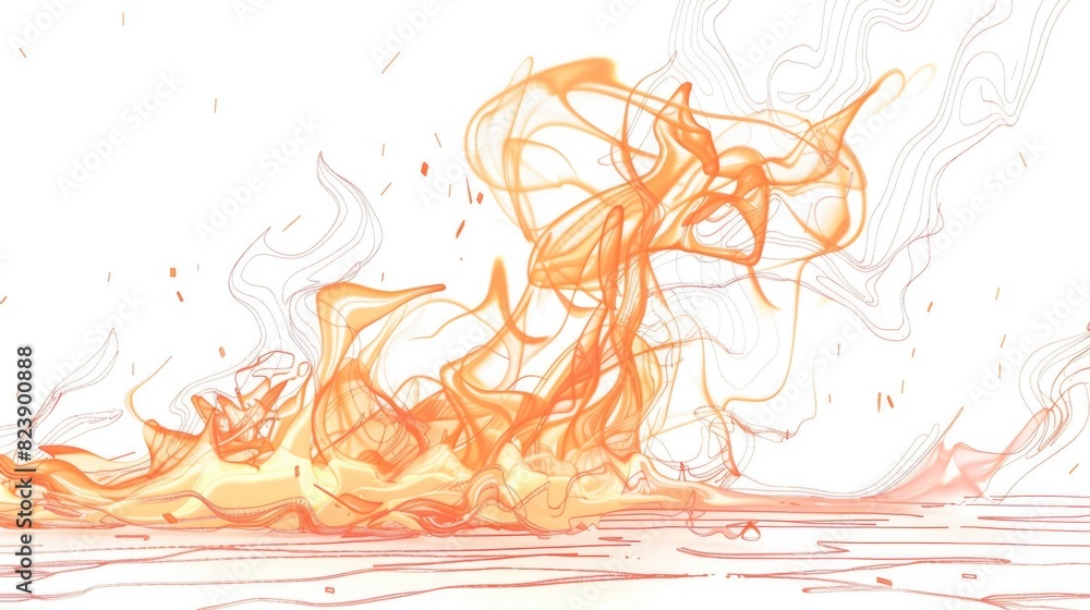 Poster illustration of a fire on a plain white background. suitable for various design projects
