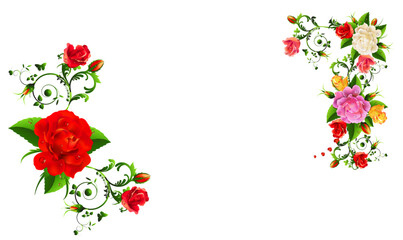 Rose, Floral, Flower, Vintage, Vector, Retro, Decoration, Decorative, corner Frame, png