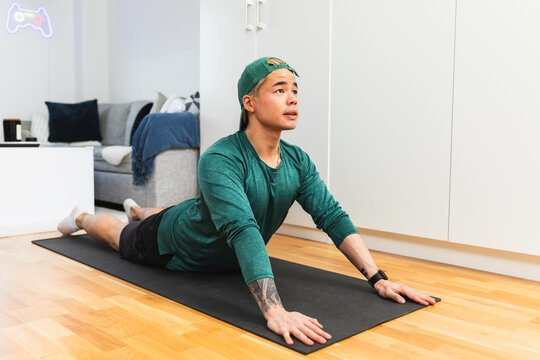 Man doing workout at home
