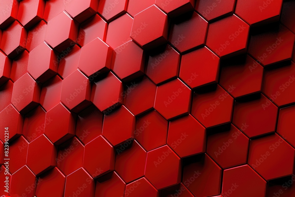 Poster detailed shot of a wall made of red cubes, suitable for backgrounds or abstract concepts