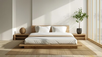 Bed in Bedroom on Hardwood Floor