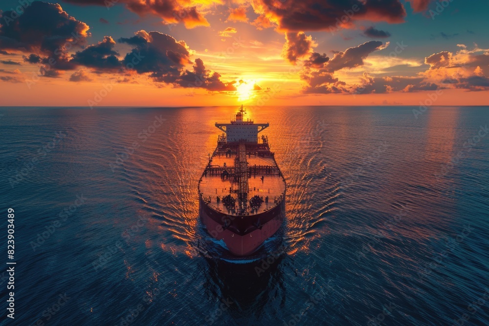 Aufkleber a large cargo ship sailing in the open ocean. suitable for transportation and shipping concepts