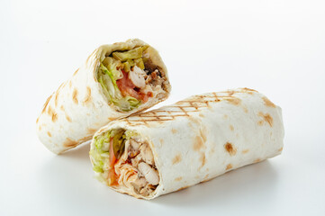 Durum doner kebap isolated on white