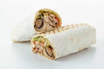 Durum doner kebap isolated on white