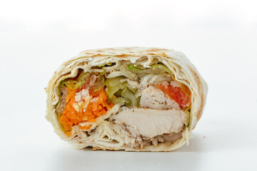 Durum doner kebap isolated on white