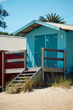 Wooden beach house for changing clothes