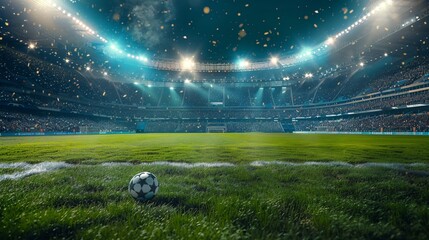 A dynamic and thrilling moment in a professional soccer match, capturing the excitement of the players and the energy of the roaring crowd in the stadium. - Powered by Adobe
