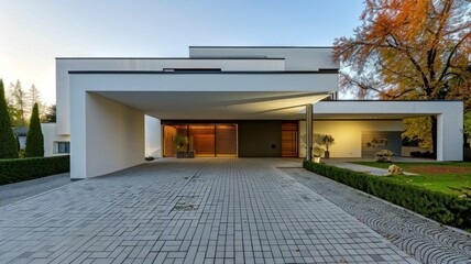 Modern house with empty driveway
