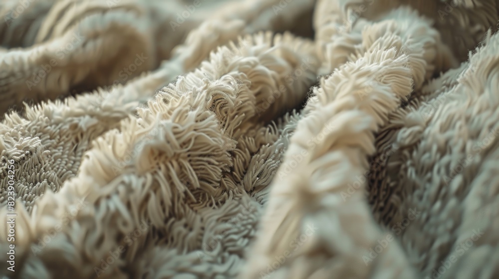 Poster close up of a pile of sheep's wool, suitable for textile or nature concepts