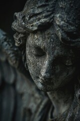 Detailed view of an angel statue, suitable for religious themes